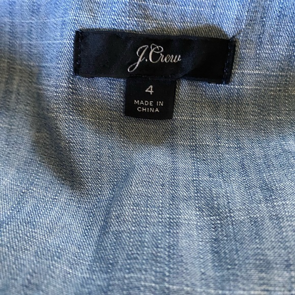 J.Crew Grand Lily Drapey Chambray Denim Blue Wrap Ruffle Hem Midi Dress 4 - Picture 5 of 16